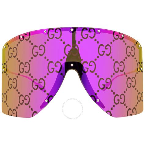 gucci pink mirror shield unisex sunglasses|gucci rimless shield sunglasses.